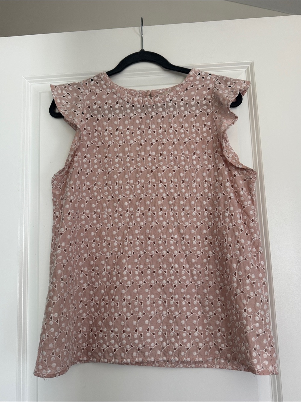 LOFT Pink Floral-Leaf Sleeveless Blouse